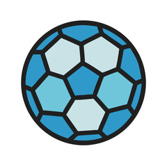Naklejka premium Blue and White Soccer Ball Icon on Black Background
