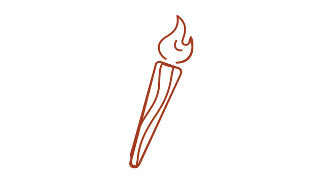 A clean flat vector line icon showing a tiki torch, suited for luau flyers, poolside wayfinding, campground decor, or warm vacation themes.
