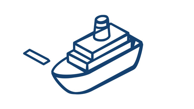 Clean flat vector line icon of a cruise ship for vacation brochures, transport dashboards, route listings, marine apps, and travel agencies.