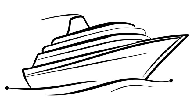 Simple cruise ship presented as a clean flat vector line icon for ocean travel menus, ticketing flows, harbor services, and trip planning.