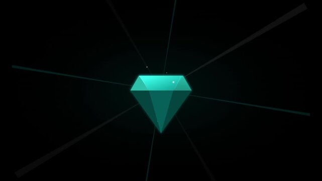 luxury diamond gem icon with shining refraction rays