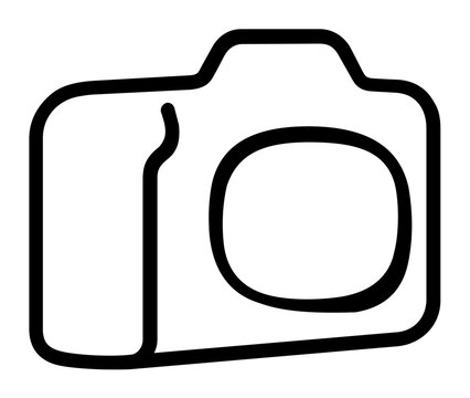 Clean flat vector line icon of a camera, fitting for UI toolbars, photo upload actions, media libraries, and visual content dashboards.