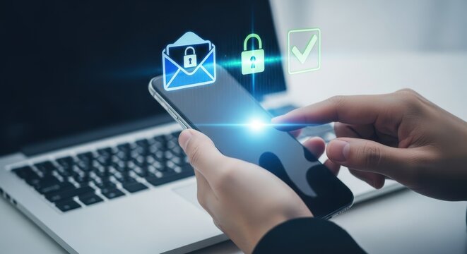 Email security cyber shield concept stock photograph