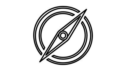 Naklejka premium Clean flat vector line icon of a navigation compass, useful for camping apps, expedition plans, travel menus, and outdoor route selection.