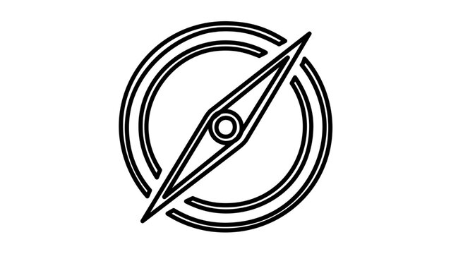 Clean flat vector line icon of a navigation compass, useful for camping apps, expedition plans, travel menus, and outdoor route selection.