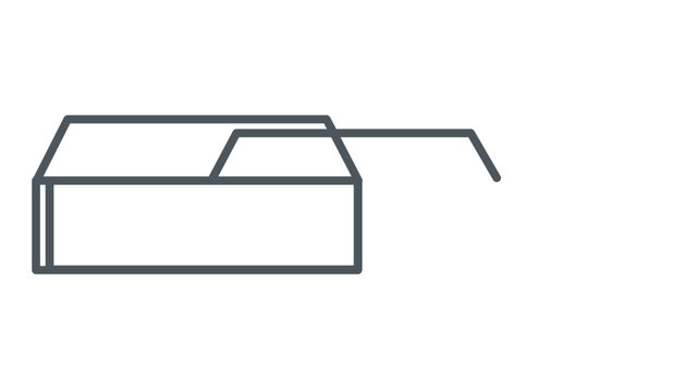 Simple clean flat vector line icon of an eraser, perfect for undo buttons, writing lessons, office supplies, and educational interface sets.