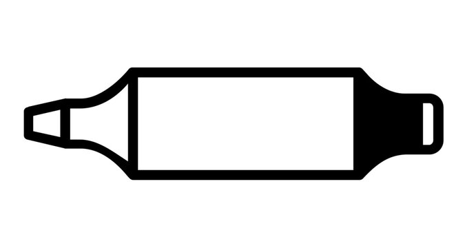 A clean flat vector line icon of a highlighter marker, ideal for study apps, document review tools, planner stickers, and office annotation menus.
