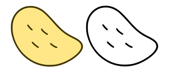 Cassava chips illustration icon in line art and colored design, for coloring page © Bambang