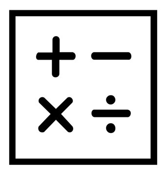 Clean flat vector line icon of a calculator, useful for finance apps, accounting tools, budget planners, tax pages, and business interfaces.