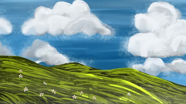Dreamy Rolling Green Hills Animated Background Loop