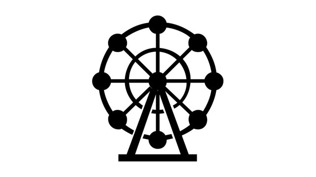 Minimal clean flat vector line icon depicting a ferris wheel, ideal for fair tickets, amusement branding, and family fun promotions.