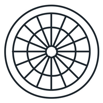 Clean flat vector line icon of a ferris wheel, suited for amusement park maps, travel guides, carnival signs, and leisure branding.