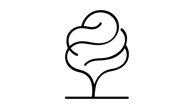 Simple clean flat vector line icon of cotton candy with soft cloud shape, perfect for snack labels, fair ads, and party invitations.