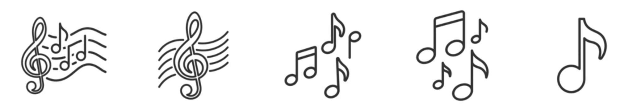musical notes icon set vector illustration on transparent background