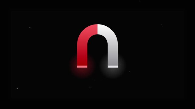 magnetic magnet force icon with pulling metal shards