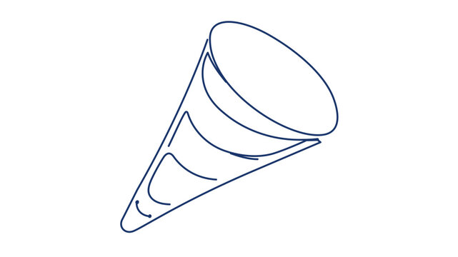 Clean flat vector line icon showing a party horn, useful for festival schedules, birthday reminders, cheerful notifications, and event websites.