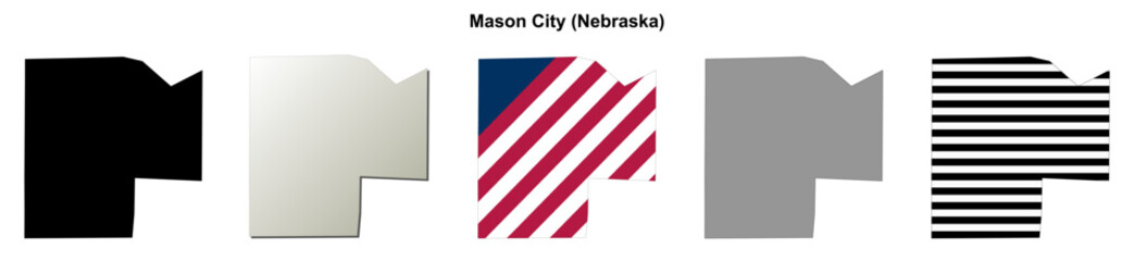 Fototapeta premium Mason City (Nebraska) blank outline map set