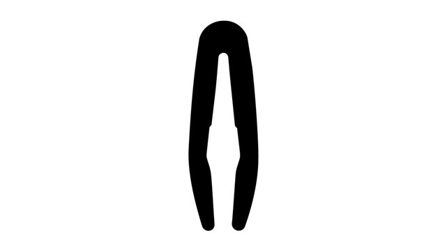 Minimal clean flat vector line icon of cooking tongs for grill station labels, barbecue event graphics, culinary apps, or catering service menus.