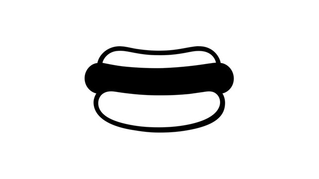 Simple clean flat vector line icon representing a hot dog, perfect for ballpark food signs, festival menus, concession stands, and quick meal apps.