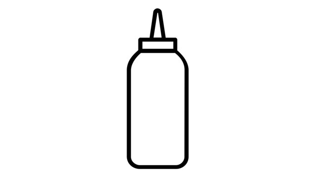 Clean flat vector line icon of a ketchup bottle, ideal for condiment menus, burger bars, kitchen labels, or casual dining interfaces.