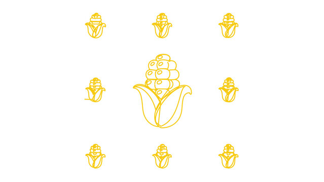 Clean flat vector line icon of corn on the cob, ideal for farm produce labels, seasonal menus, grocery apps, and healthy food guides.