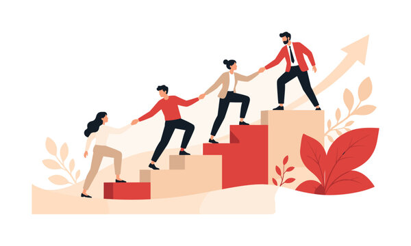 Business people climbing stairs and helping each other as progress teamwork scene, business, people, stairs, teamwork, help,