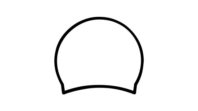 Clean flat vector line icon of a swim cap, ideal for pool rules, aquatic sports apps, swimming lessons, race events, and fitness signage.
