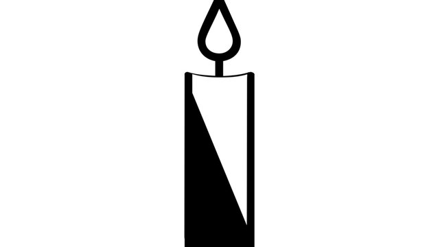 Clean flat vector line icon of a candle with a small flame, suitable for wellness apps, memorial notices, spa menus, and calm home decor labels.