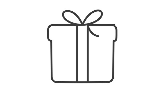 Minimal clean flat vector line icon of a wrapped present, useful for ecommerce promotions, holiday sections, birthday notices, and rewards.