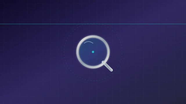 magnifying glass search icon with scanning digital grid overlay
