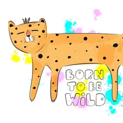 cartoon leopard. Colorful illustration for kids, flat style. baby design for card, poster, print on t-shirt   © Ann1988