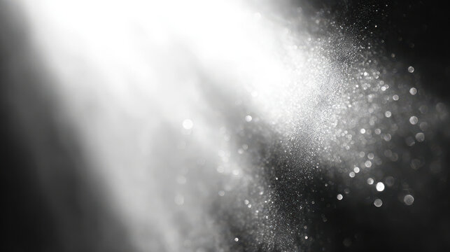 ethereal black fabric undulating with dramatic light beams and sparkling particles in mysterious chiaroscuro atmosphere
