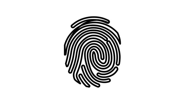 Minimal clean flat vector line icon showing a fingerprint, useful for secure account access, biometric scanning, and privacy settings.