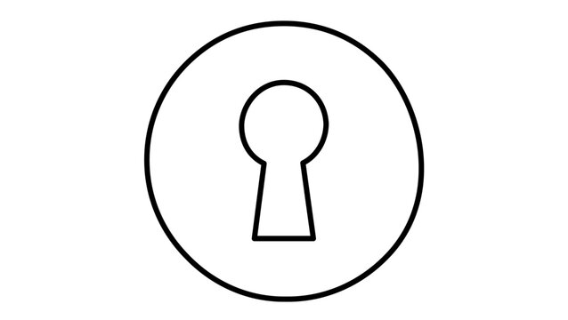 A clean flat vector line icon of a minimalist keyhole, ideal for privacy, secure access, mystery themes, or lock screen interface elements.