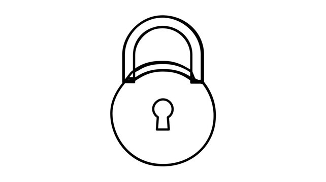 Minimal clean flat vector line icon of a padlock, useful for cybersecurity dashboards, protected files, and access control.