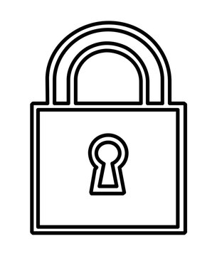 A clean flat vector line icon featuring a padlock and keyhole, useful for data security, locked access, account privacy, and web protection.