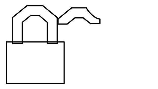 Simple flat vector line icon of a secure lock, made for VPN services, data safety pages, and password manager features.