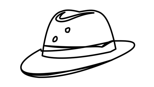 Clean flat vector line icon featuring a detective hat for detective stories, investigation dashboards, crime podcasts, and hidden clue labels.