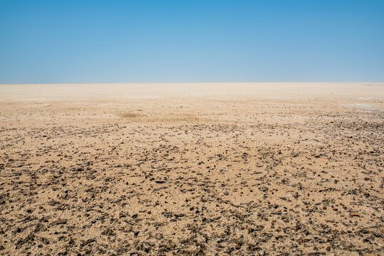 Barren and arid desert landscape of the Great Rann of Kutch in Gujarat