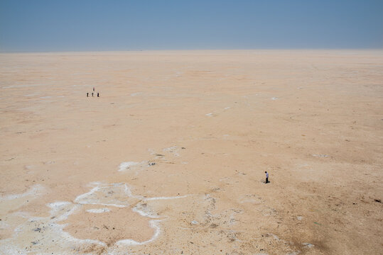 Panoramic aerial view of the vast expanse of Rann of Kutch in Gujarat