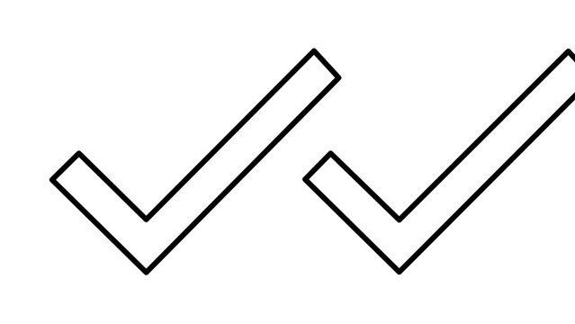 Clean flat vector line icon with double check marks for confirmation, task completion, message delivery, and verification in apps.