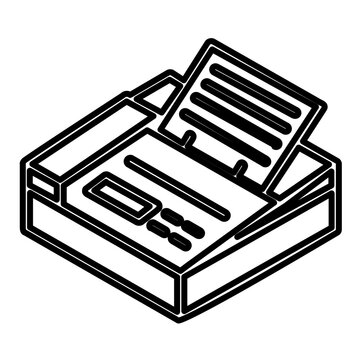 Simple fax machine clean flat vector line icon suited for corporate dashboards, customer service directories, paperwork flows, and office apps.