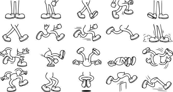 Cartoon character leg movements and poses