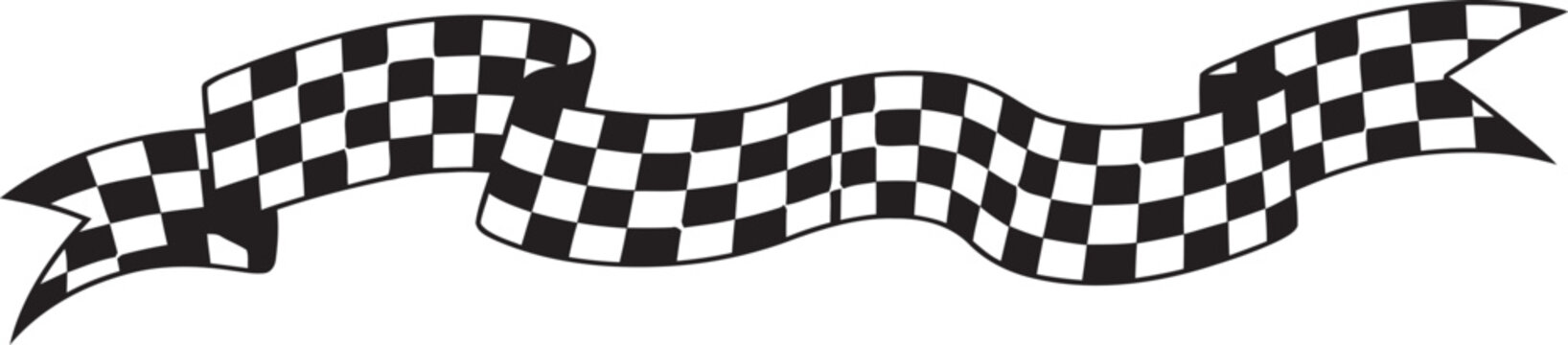 Wavy checkered racing ribbon banner- graphic finish line flag vector element