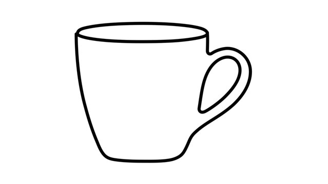 A simple clean flat vector line icon of a coffee cup, ideal for mobile cafe interfaces, drink promotions, breakfast lists, or counter signage.