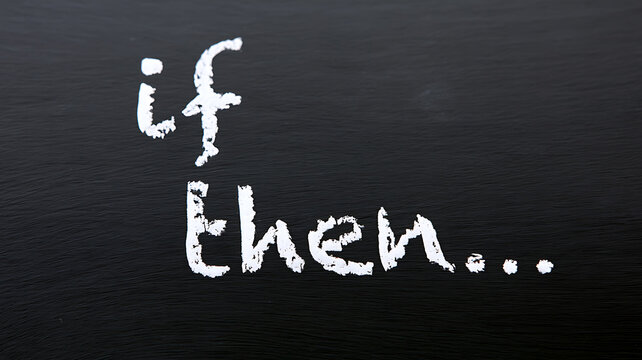 Chalkboard Decision: White 'If Then' Text on Dark Blackboard, Illustrating Conditional Logic and Choice in Business Communication