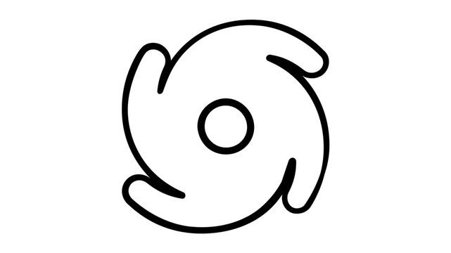 Clean flat vector line icon of a stylized hurricane, useful for storm maps, weather apps, disaster preparedness pages, and alert systems.