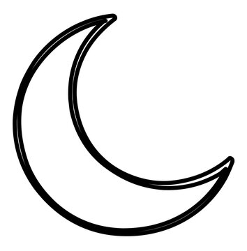 Clean flat vector line icon featuring a crescent moon for Ramadan greetings, Eid invitations, Islamic calendars, and cultural holiday layouts.