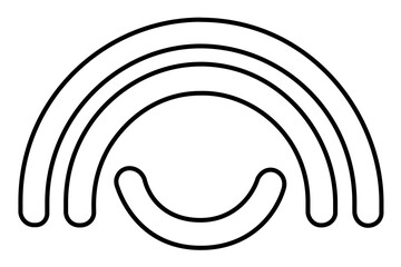 Obraz premium Clean flat vector line icon of a minimalist rainbow arch, ideal for weather apps, nursery decor, positivity campaigns, or playful UI accents.
