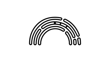 Obraz premium Clean flat vector line icon of a rainbow curve, useful for climate content, pride messaging, seasonal promotions, and friendly interface decoration.